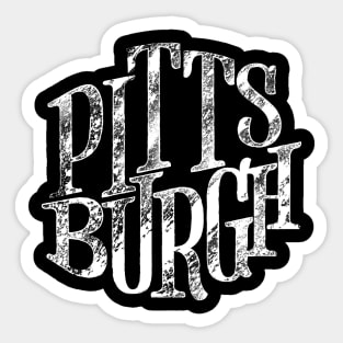 Pittsburgh White Retro Distressed Lettering Sticker